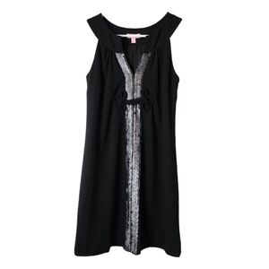 LILLY PULITZER Black Sequin‎ Shift Dress Frog Knot detail size 4